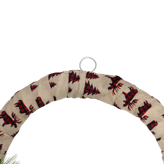 24" Moose Burlap Wrapped & Berry Christmas Wreath